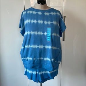 SEVEN7 French Terry Crew in Federal Blue Tie Dye Size-XL NWT